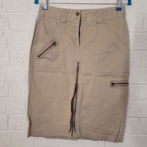 luna chix tan khaki zip pencil skirt